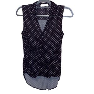 Eden & Olivia Black /Brown Polka Dot Sleeveless Blouse Size M